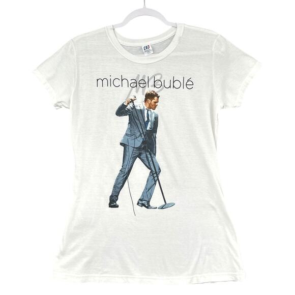 Optima White Michael Buble Graphic Short-Sleeve T-Shirt‎ Unisex Junior 2XL - Picture 1 of 6